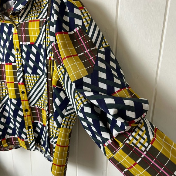 Gracia Leg of Mutton Sleeve Printed Blouse- sz L - Picture 6 of 11